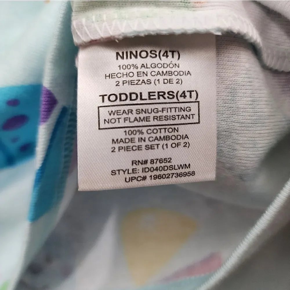 Nwt Unisex Boy or Girl Monster's Inc. 100% Cotton Easter Pajama set